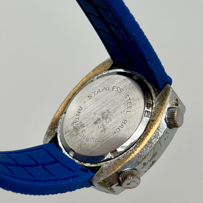 Breil Diver vintage orologio meccanico quadrante blu 38mm Swiss 1970 ca
