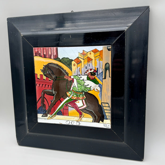 Dino Rofi – Nobile Contrada dell' Oca – mattonella ceramica in cornice - 1938