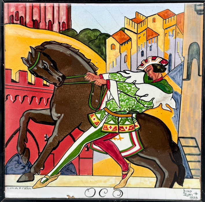 Dino Rofi – Nobile Contrada dell' Oca – mattonella ceramica in cornice - 1938