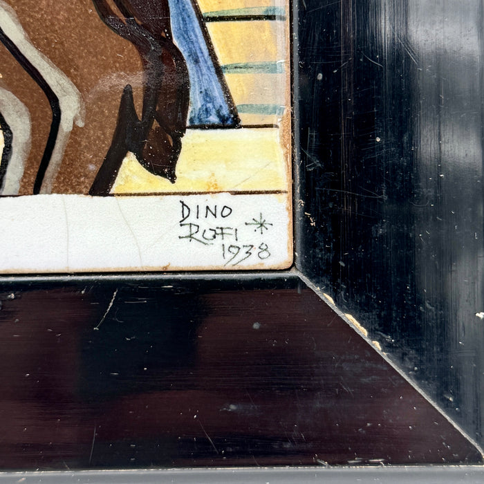 Dino Rofi – Nobile Contrada dell' Oca – mattonella ceramica in cornice - 1938
