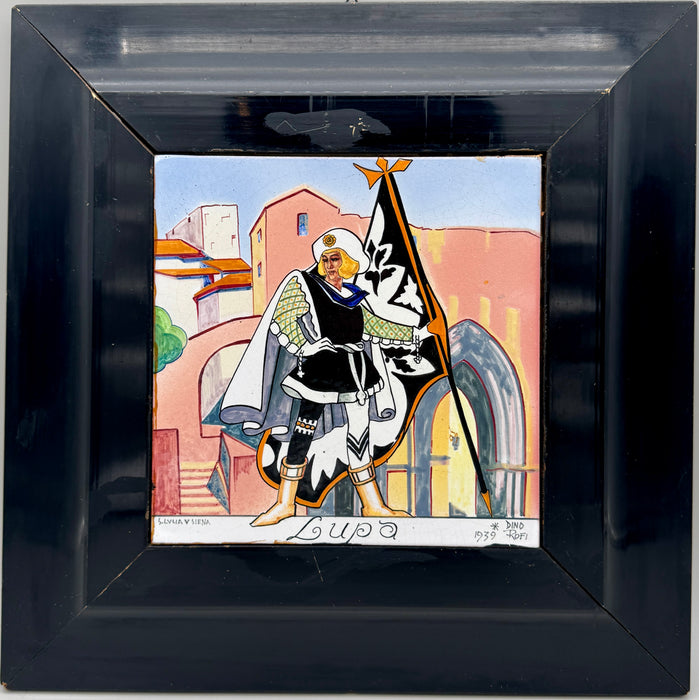Dino Rofi – Contrada della Lupa – mattonella ceramica in cornice - 1939