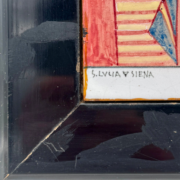 Dino Rofi – Contrada della Lupa – mattonella ceramica in cornice - 1939