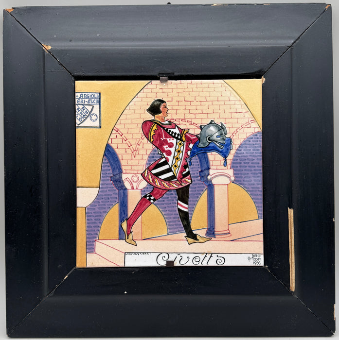 Dino Rofi – Contrada Priora della Civetta – mattonella ceramica in cornice - 1936