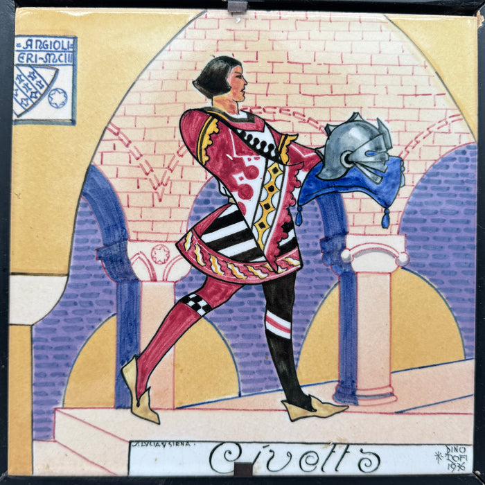 Dino Rofi – Contrada Priora della Civetta – mattonella ceramica in cornice - 1936