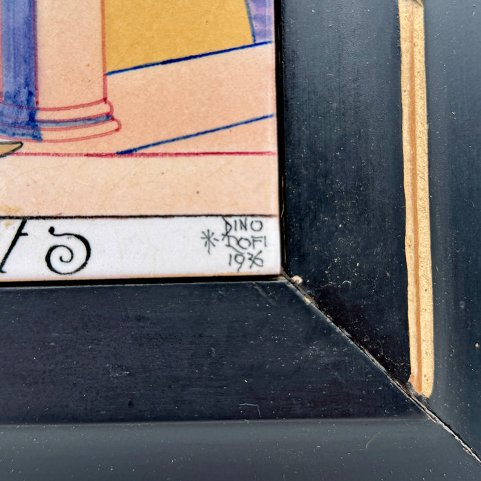 Dino Rofi – Contrada Priora della Civetta – mattonella ceramica in cornice - 1936