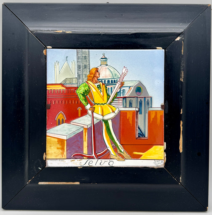 Dino Rofi – Contrada della Selva – mattonella ceramica in cornice - 1941