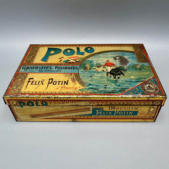 Felix Potin Paris Polo scatola latta litografata 1910 ca