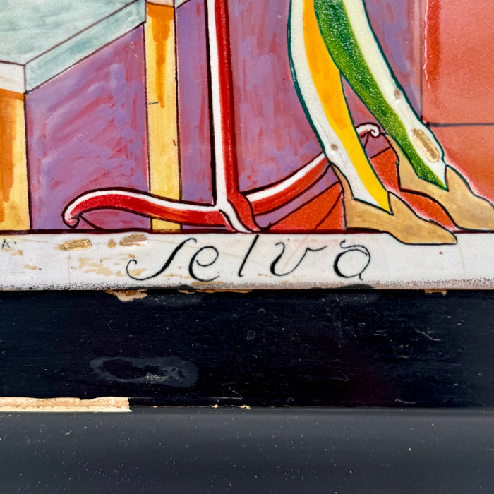 Dino Rofi – Contrada della Selva – mattonella ceramica in cornice - 1941