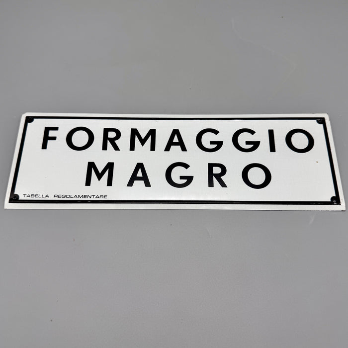 Formaggio Magro insegna alluminio alimentari vintage Italia 1980 ca