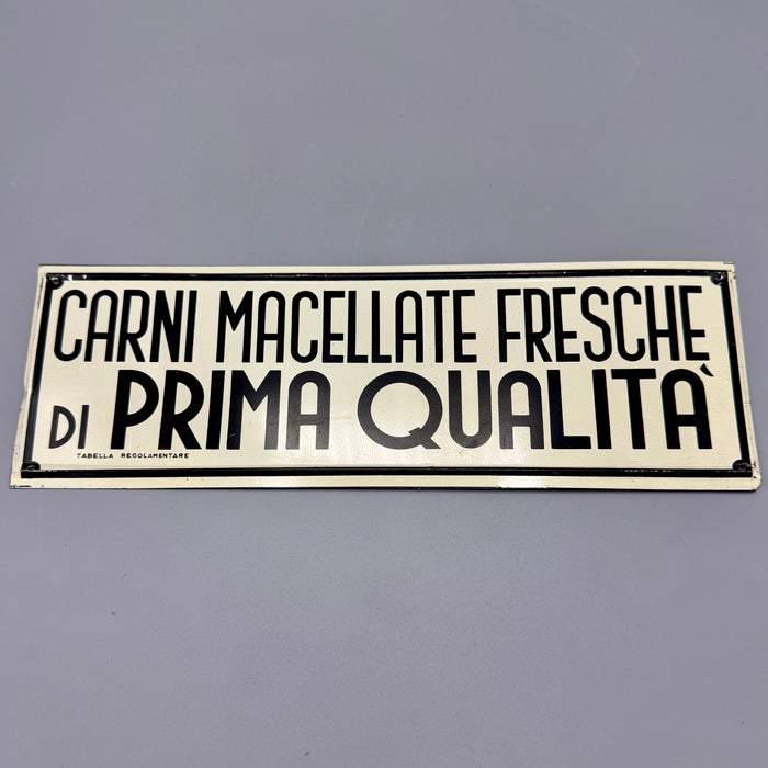 Carni macellate fresche insegna alluminio alimentari vintage Italia 1970 ca