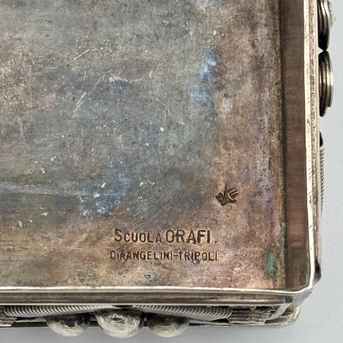 Scatola argento 0.900 orafo Guido Angelini Tripoli Libia Italiana 1935