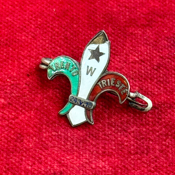 Distintivo spilla Irredentismo Trento Trieste smaltato propaganda WW1 1918