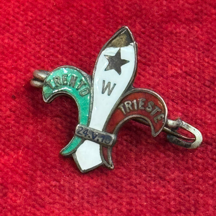 Distintivo spilla Irredentismo Trento Trieste smaltato propaganda WW1 1918