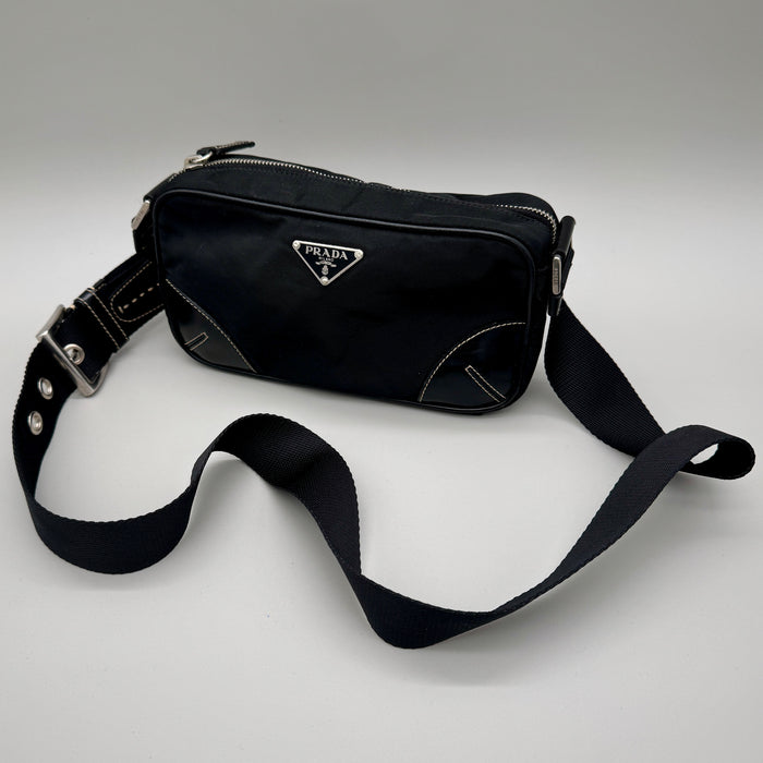 Prada Crossbody borsa in nylon nera unisex 2010 ca