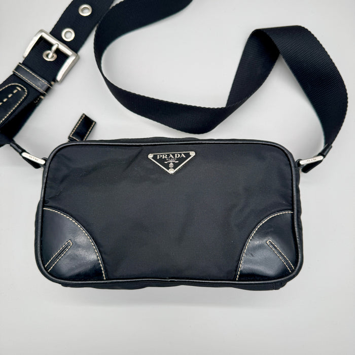 Prada Crossbody borsa in nylon nera unisex 2010 ca