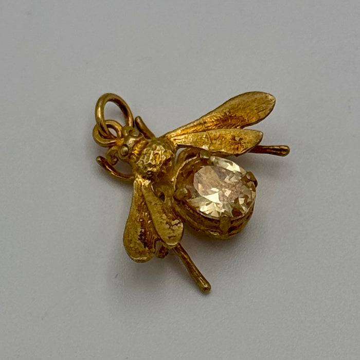 Pendente stile vintage ape argento dorato e pietra dura gialla Italia 2020 ca