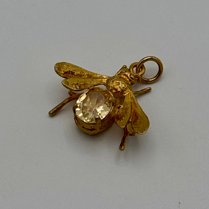 Pendente stile vintage ape argento dorato e pietra dura gialla Italia 2020 ca
