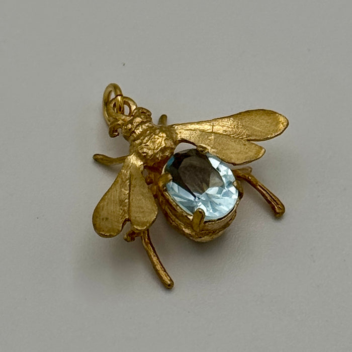 Pendente stile vintage ape argento dorato e pietra dura azzurra Italia 2020 ca