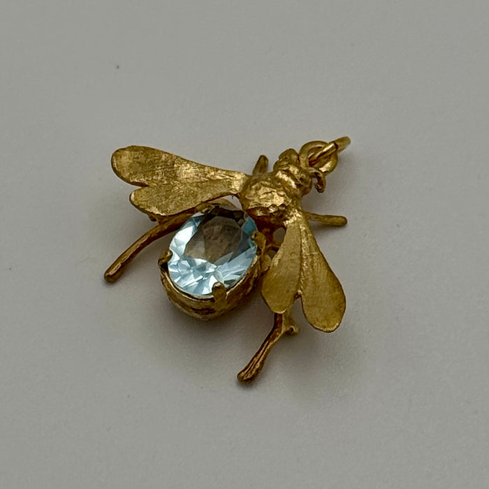 Pendente stile vintage ape argento dorato e pietra dura azzurra Italia 2020 ca