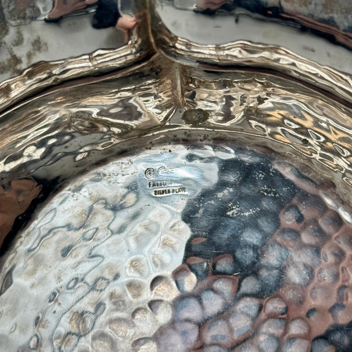 Ciotola Cassetti Firenze ricurva placcata argento martellata a mano 1990 ca