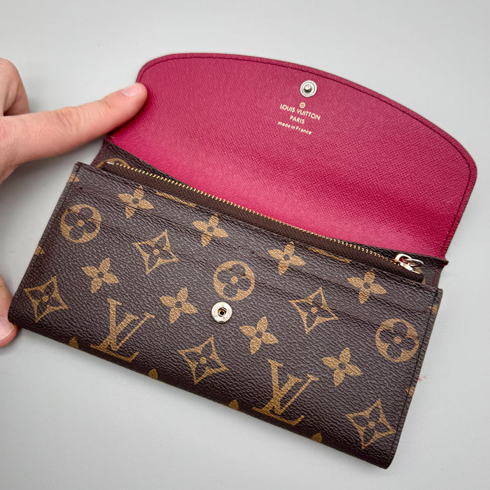 Louis Vuitton "Emilie" portafoglio a busta fucsia monogram tela 2010 ca
