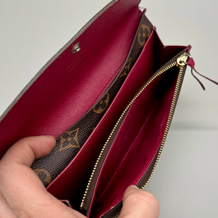 Louis Vuitton "Emilie" portafoglio a busta fucsia monogram tela 2010 ca