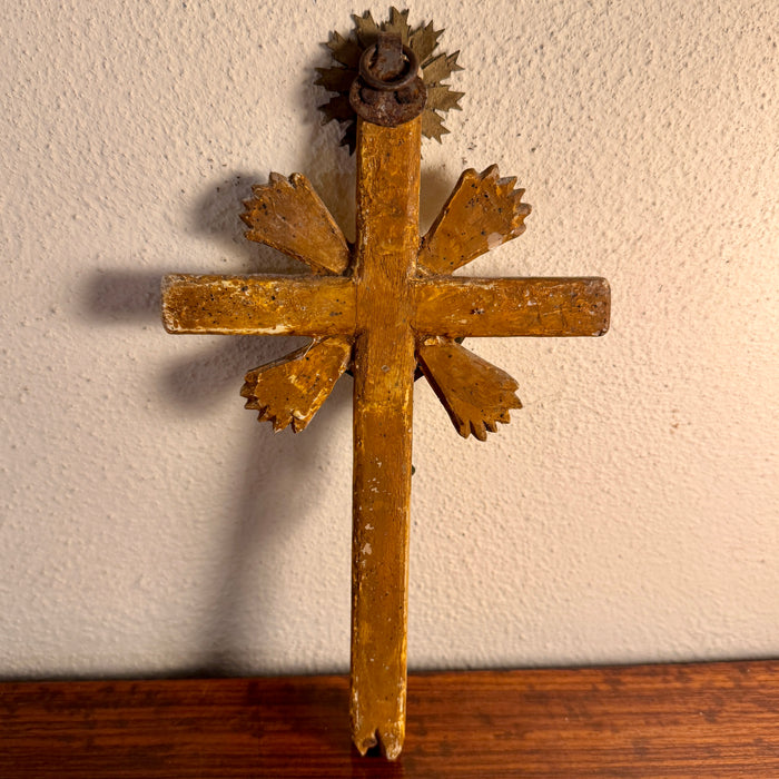 Crocifisso antico in legno e bronzo Italia XIX sec.