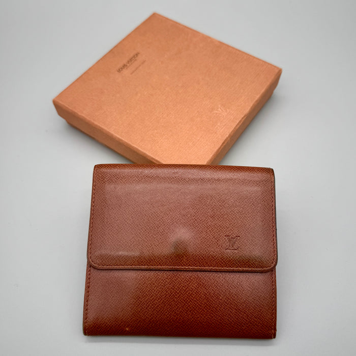 Louis Vuitton portafoglio in pelle marrone da uomo con scatola 1990 ca