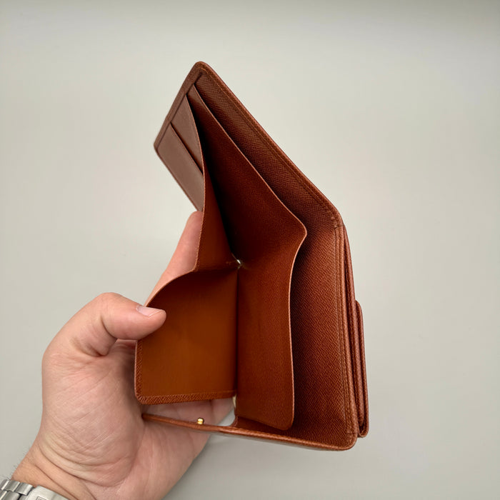 Louis Vuitton portafoglio in pelle marrone da uomo con scatola 1990 ca