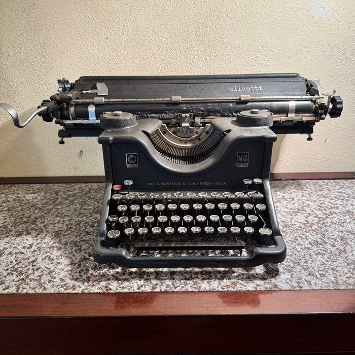 Olivetti M40 II° serie carrello doppio macchina scrivere nera 1940 ca