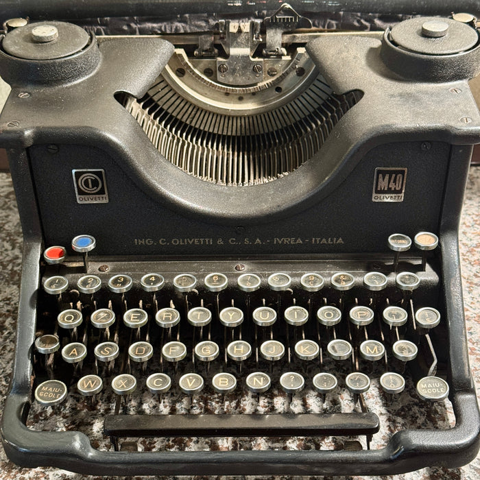 Olivetti M40 II° serie carrello doppio macchina scrivere nera 1940 ca