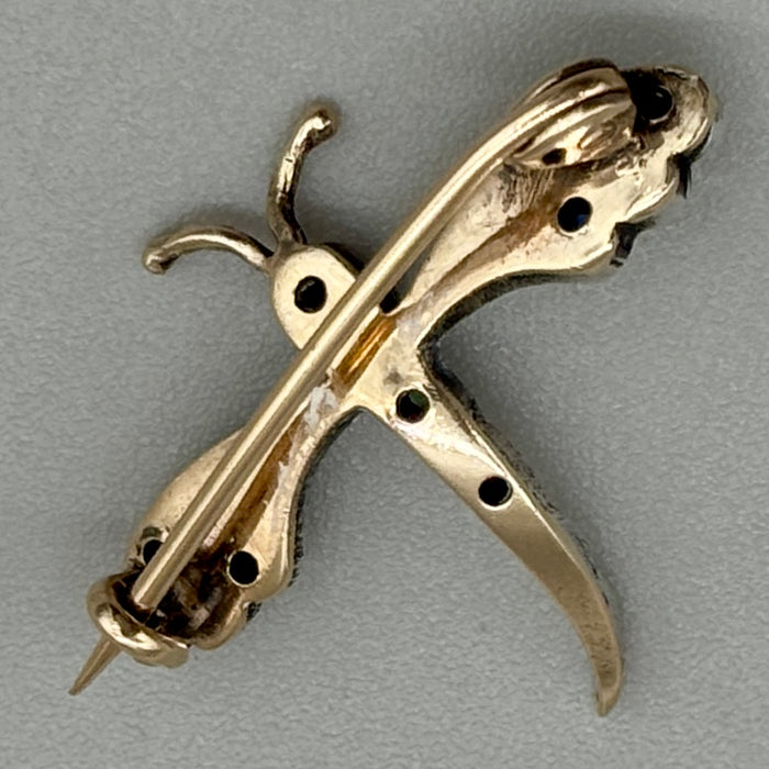 Libellula spilla gioiello oro argento e pietre Italia 1970 ca