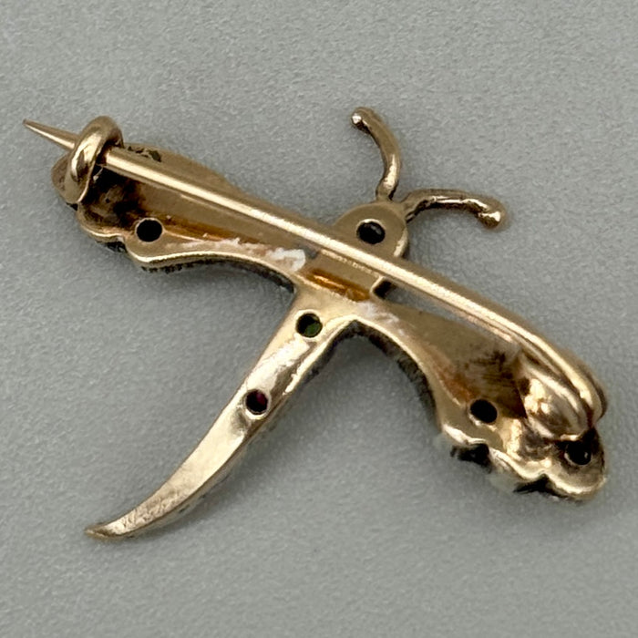 Libellula spilla gioiello oro argento e pietre Italia 1970 ca