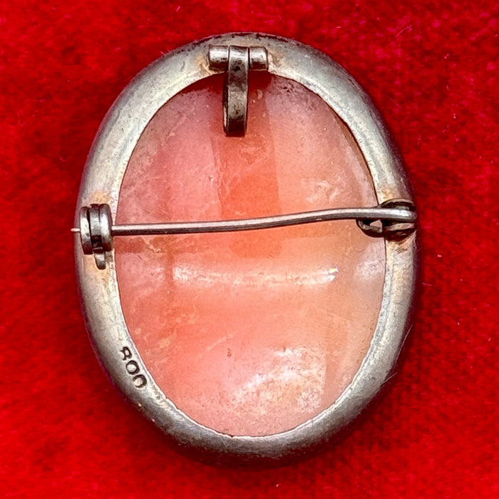 Cammeo figura femminile montatura spilla argento Italia 1930 ca