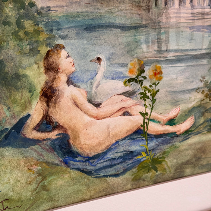 Vittorio Giunti – “Leda e il cigno” – acquerello su carta – 1920 ca