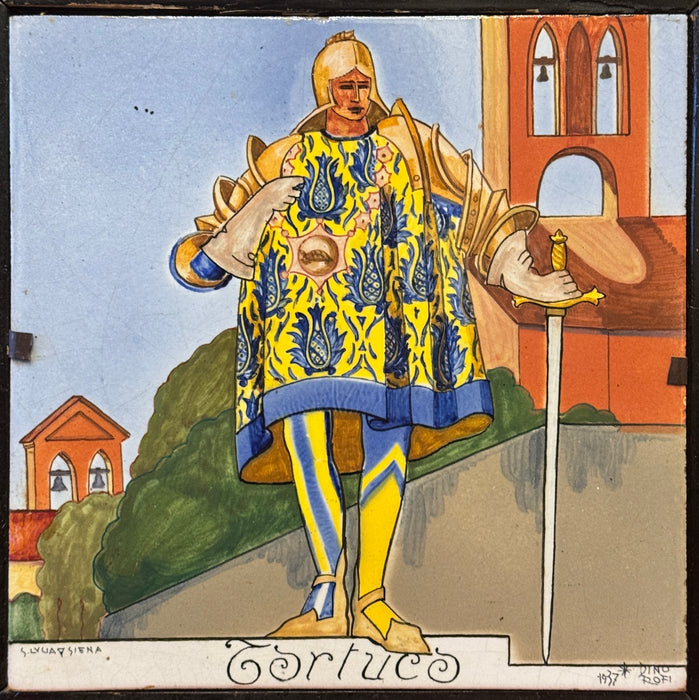 Dino Rofi – Contrada della Tartuca – mattonella ceramica in cornice - 1937