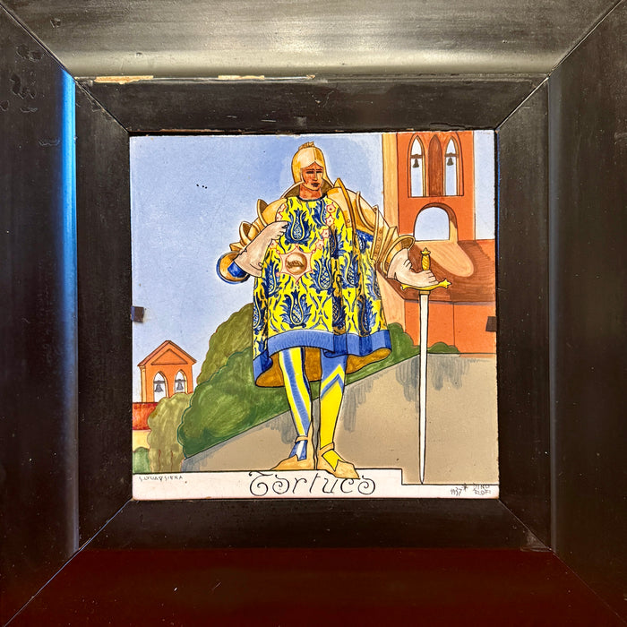 Dino Rofi – Contrada della Tartuca – mattonella ceramica in cornice - 1937