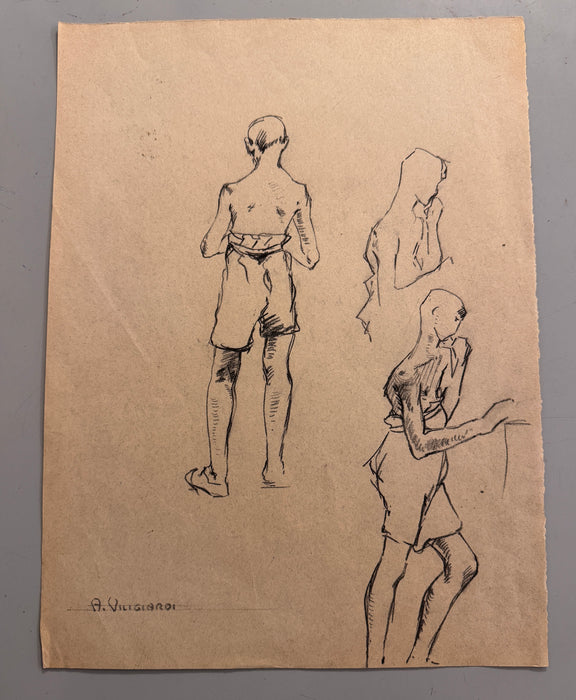 Arturo Viligiardi - "Senza titolo" - lotto 10 bozzetti matita su carta - 1920 ca