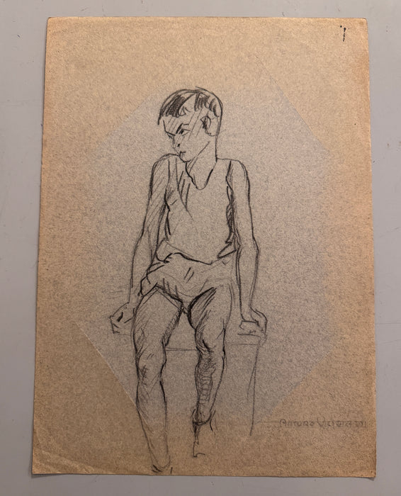 Arturo Viligiardi - "Senza titolo" - lotto 10 bozzetti matita su carta - 1920 ca