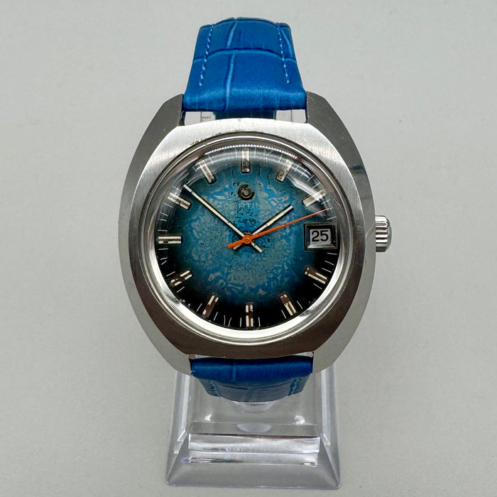 Certina DS2 orologio meccanico quadrante blu 38mm Swiss 1970 ca