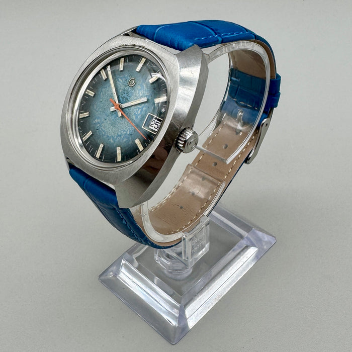 Certina DS2 orologio meccanico quadrante blu 38mm Swiss 1970 ca