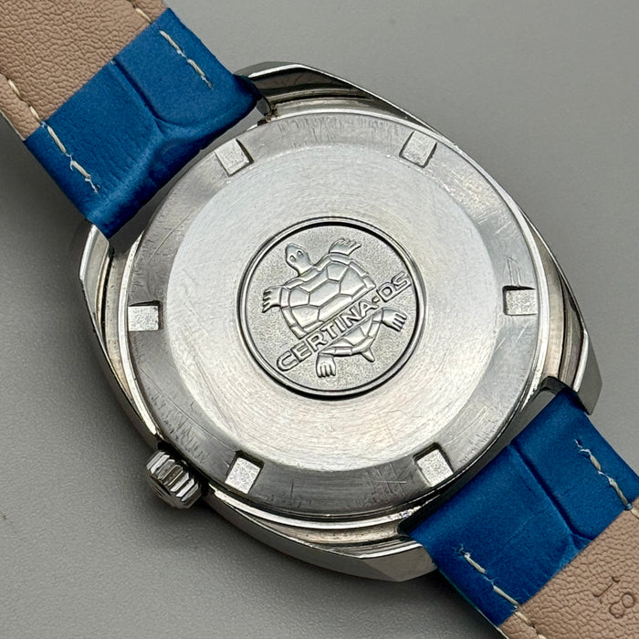 Certina DS2 orologio meccanico quadrante blu 38mm Swiss 1970 ca