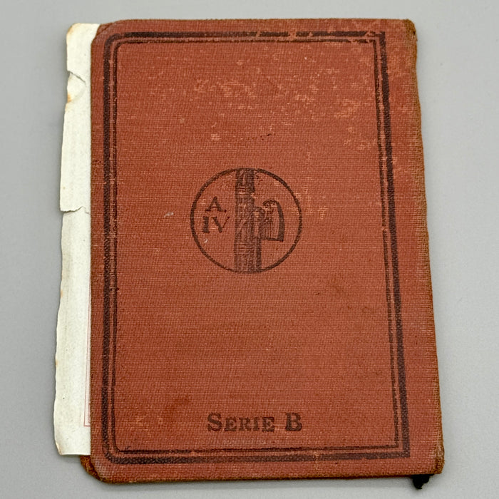Libretto Personale per Licenze di Porto d'Armi Regno d'Italia 1927