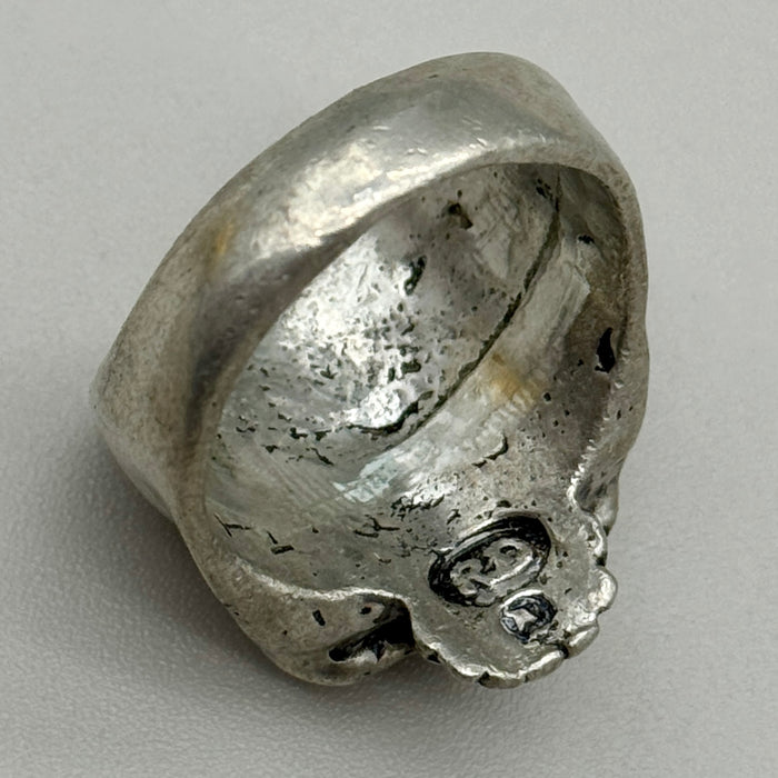 Anello argentato teschio Italia 1980 ca