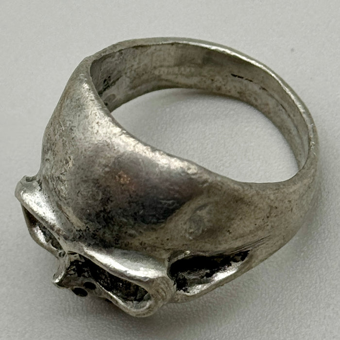 Anello argentato teschio Italia 1980 ca