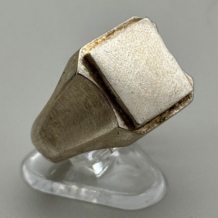 Anello sigillo quadrato argento 800 1950 ca