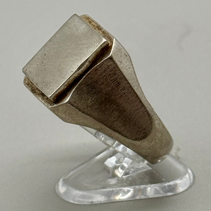 Anello sigillo quadrato argento 800 1950 ca