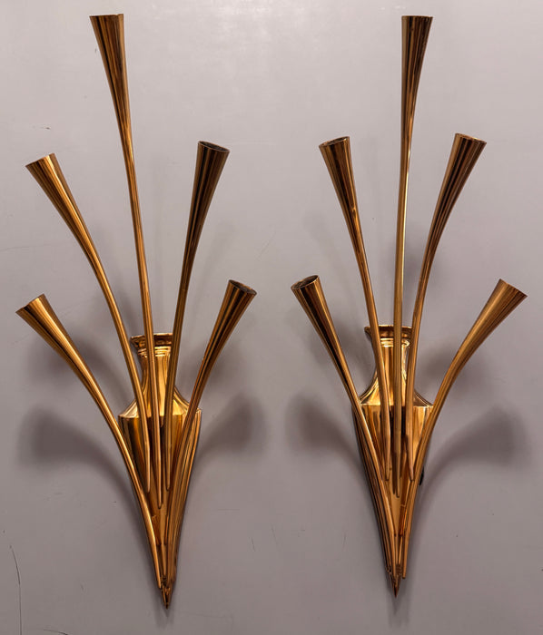 Lumi coppia applique ottone design Oscar Torlasco 1950 ca