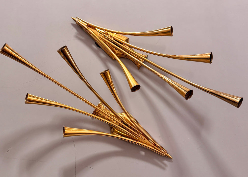 Lumi coppia applique ottone design Oscar Torlasco 1950 ca