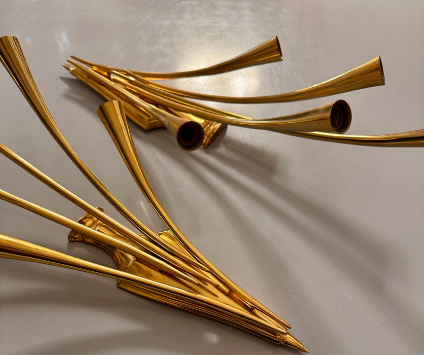 Lumi coppia applique ottone design Oscar Torlasco 1950 ca